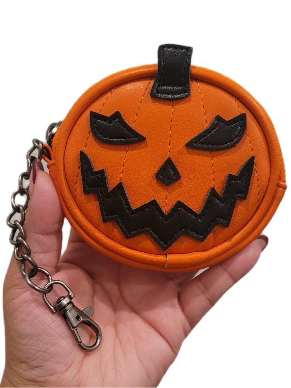 Pumpkin Coin Purse Keychain - Festive Halloween Accessory